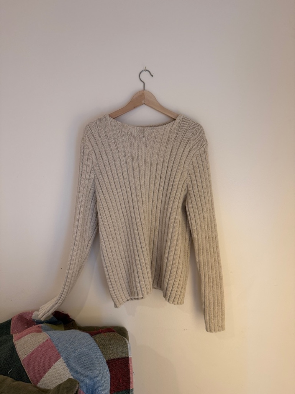 Ralph Lauren Cream Ribbed Crewneck Sweater